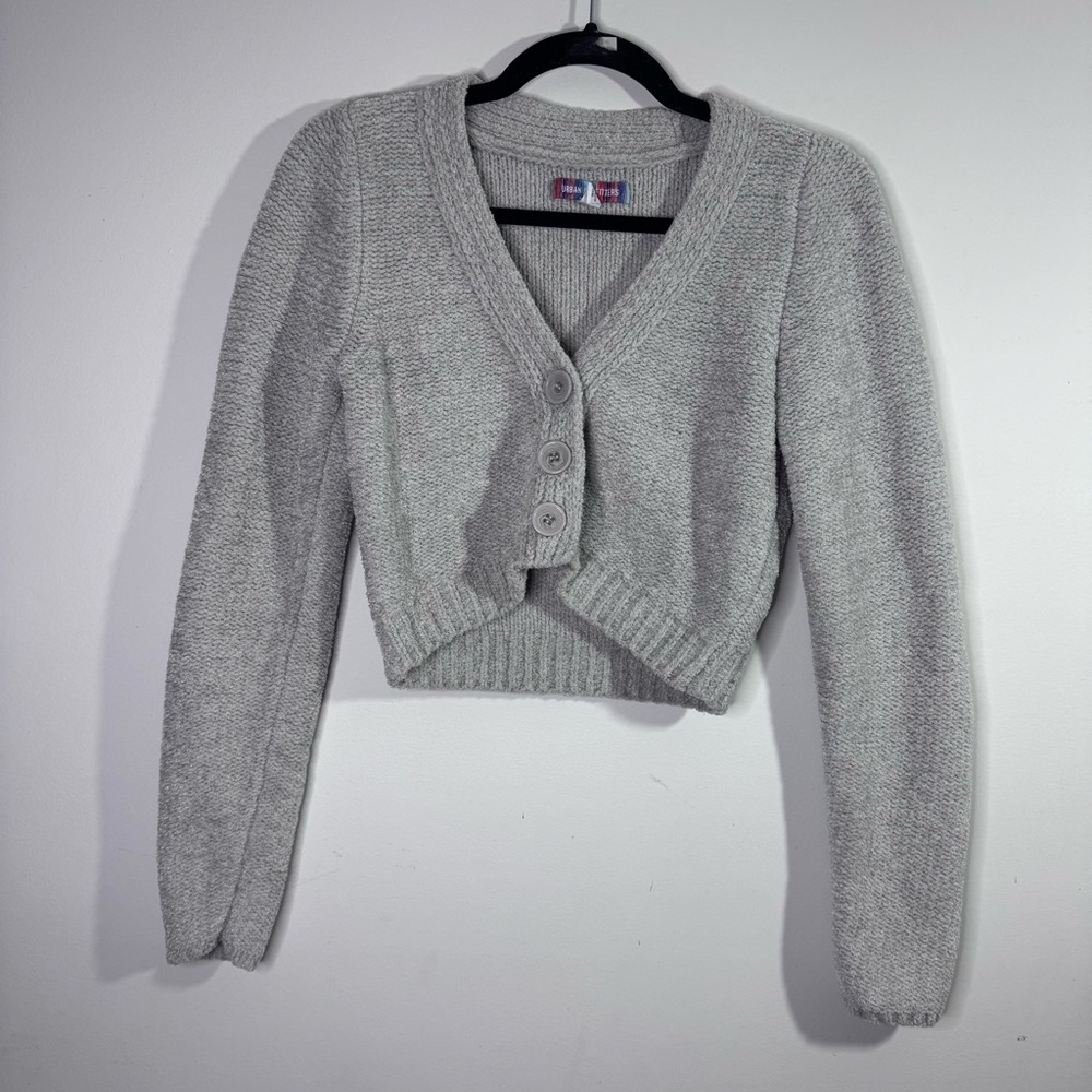 Urban Outfitters Gray Cropped Cardigan Sweater Women’s M Button Front Y2K